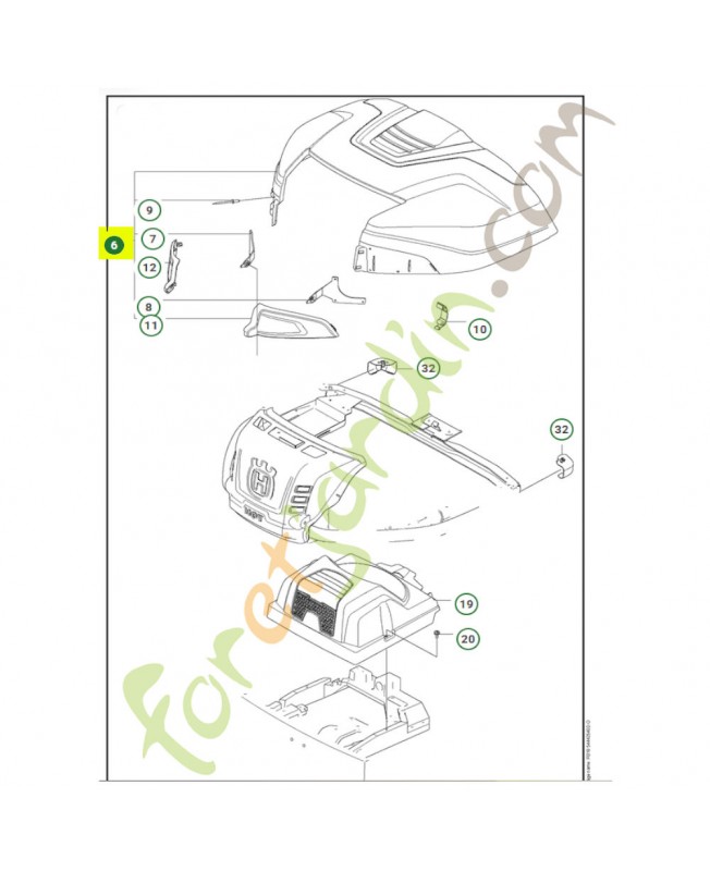 Capot moteur complet Husqvarna réf. 577614701