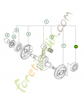 Roulement à billes Husqvarna ref. 525434301 Remplace référence 505486702-505486701