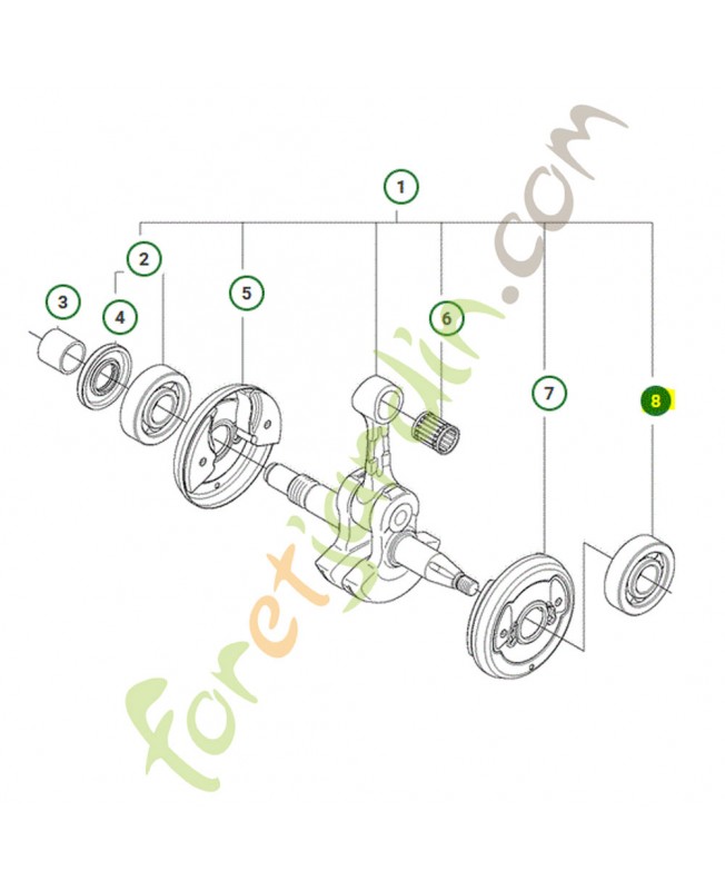 Roulement à billes Husqvarna ref. 525434301 Remplace référence 505486702-505486701