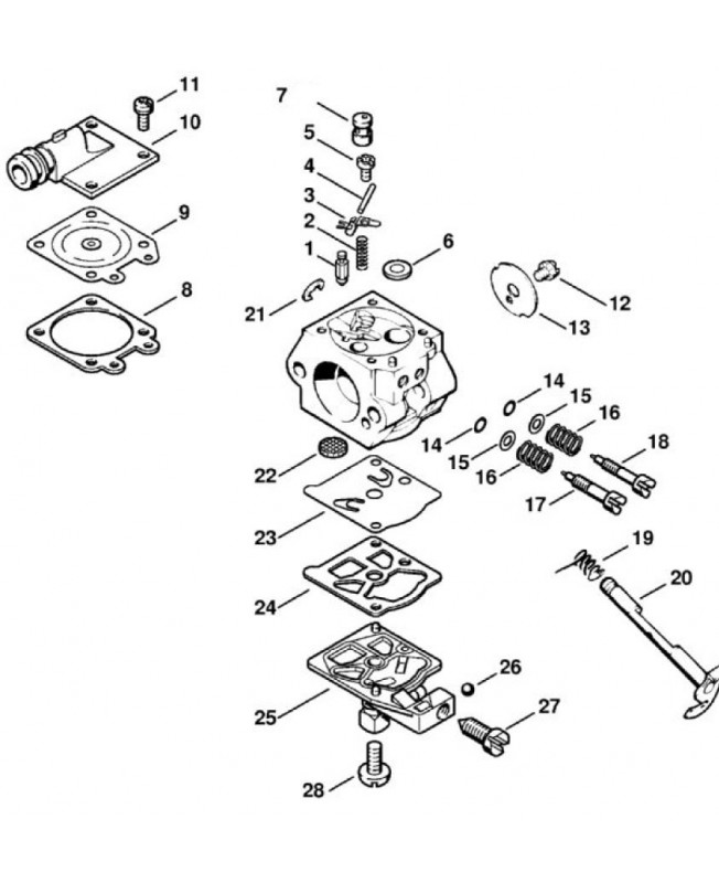 Repères 1 à 28 Carburateur
