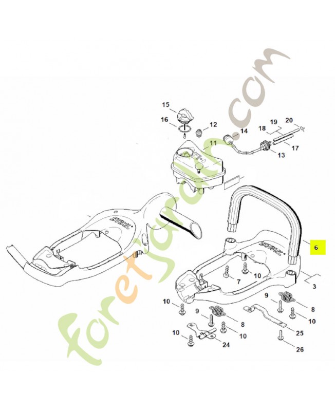 Poignée tubulaire Stihl réf. 4237-791-1700- Pièce de rechange Stihl