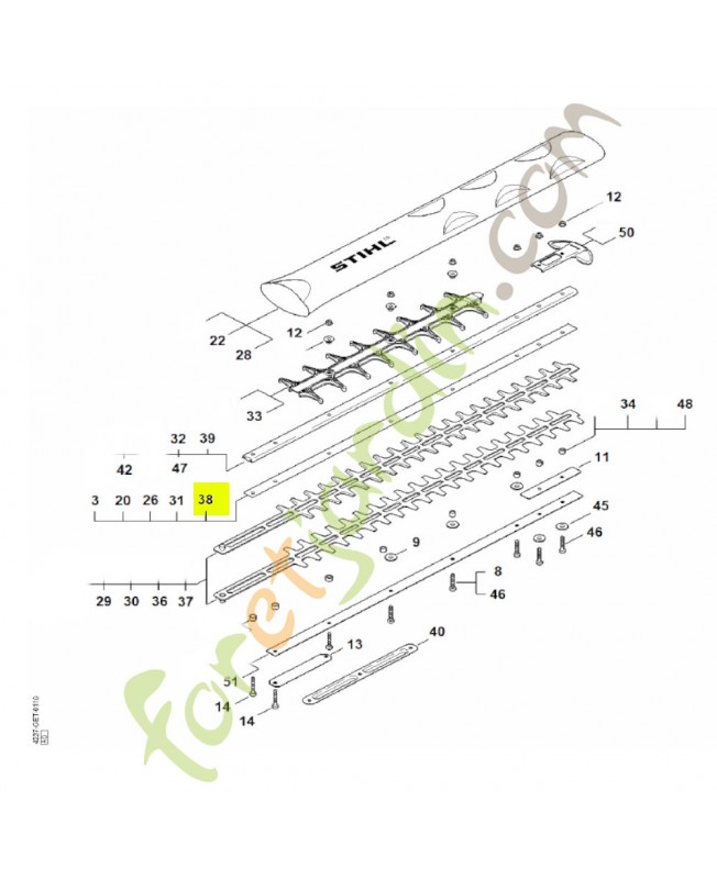 Glissière de couteau 750 mm / 30" R Stihl réf. 4237-713-2204
