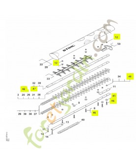 Jeu de pièces, réduction du jeu des couteaux Stihl réf. 4237-007-1008