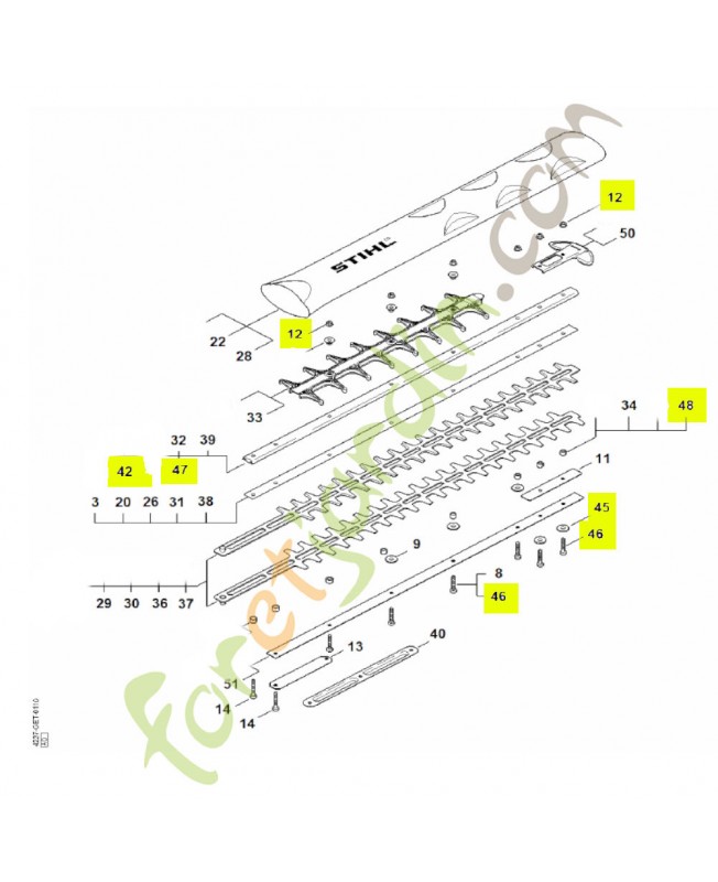 Jeu de pièces, réduction du jeu des couteaux Stihl réf. 4237-007-1008