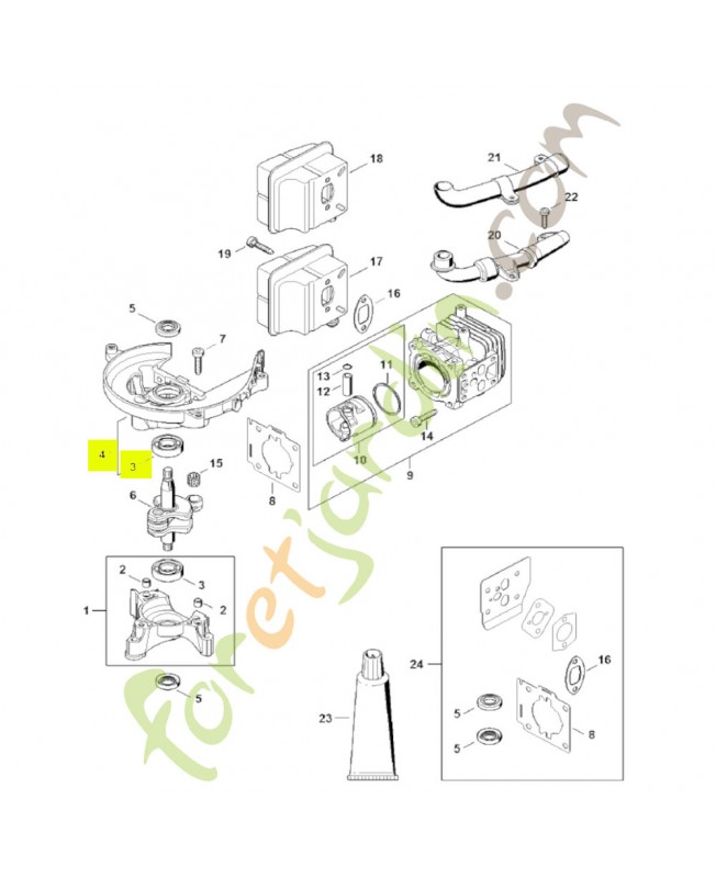 Demi-carter de vilebrequin côté ventilateur Stihl réf. 4237-020-2604
