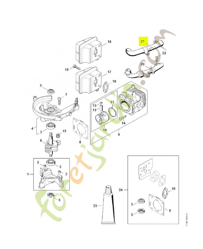 Tube de gaz brûlés Stihl réf. 4237-140-3400
