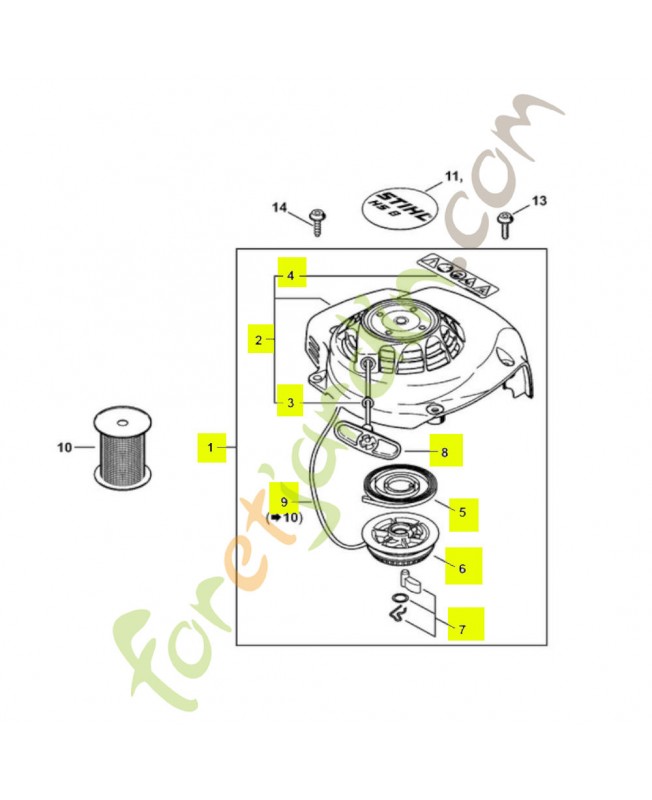 Carter de ventilateur avec lanceur Stihl réf. 4237-080-2113
