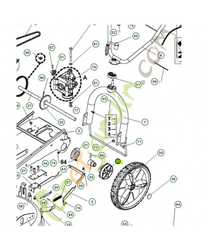 Palier roue libre gauche Husqvarna ref. 531009462