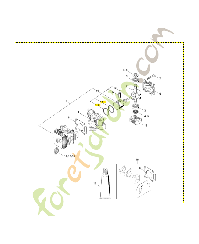 Segment de piston ø 33x1.2 mm  Stihl ref. 4242-034-3001