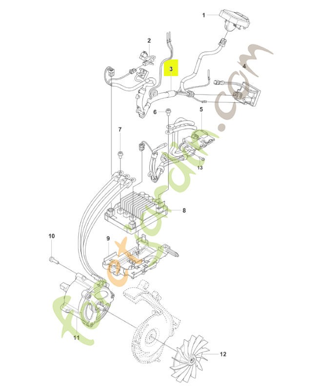 Câblage complet supérieur Husqvarna réf. 546206101