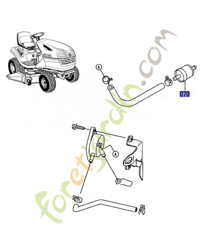 Filtre à essence kubota pour autoportée T 1870 référence E7195-41120