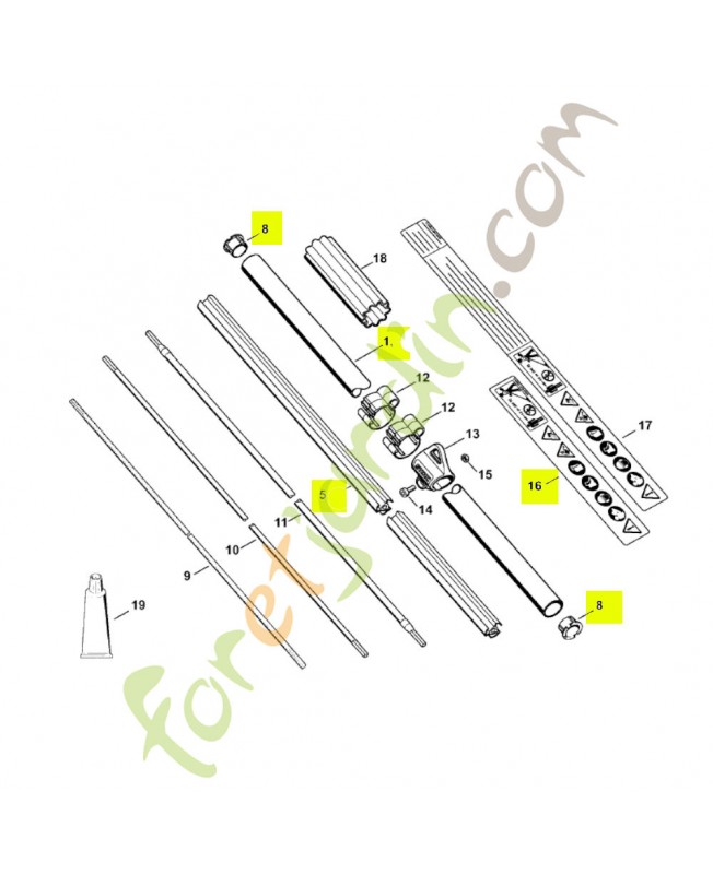 Tube complet Ø 25,4 mm x 1,5 m Stihl réf. 4137-710-7108