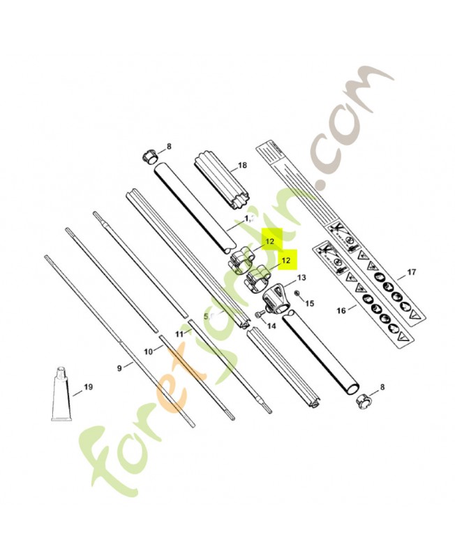 Support ø 25.4 mm Stihl réf. 0000-182-2100