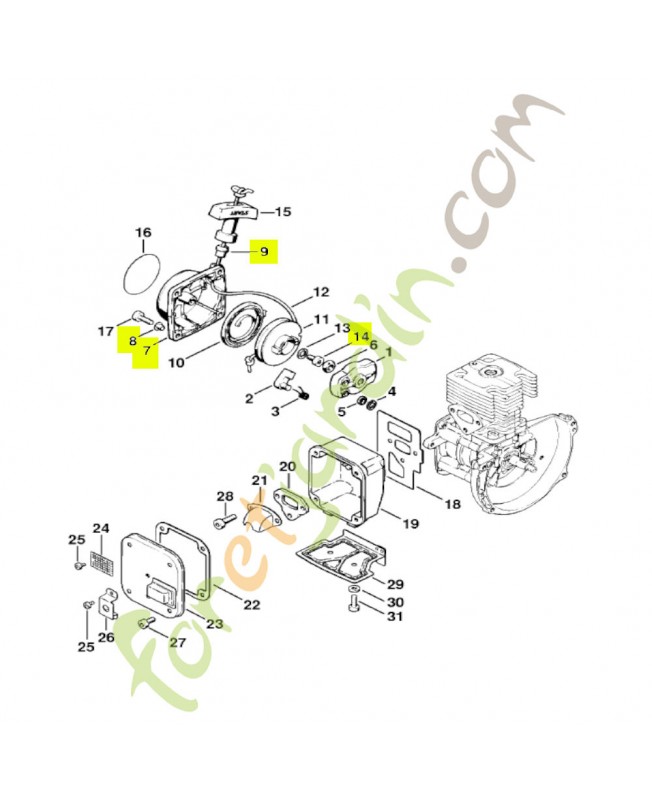 Couvercle de lanceur Stihl réf. 4126-190-0405