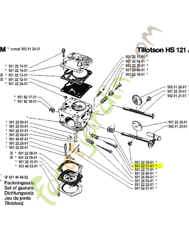 Ressort Husqvarna réf. 501223101