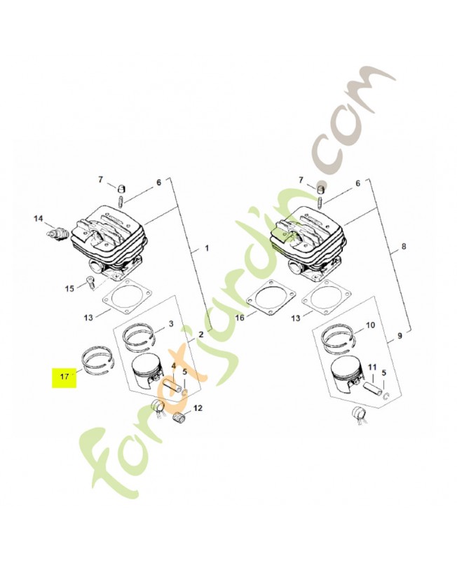 Segment de piston Ø 46x1,5 mm Stihl réf. 1118-034-3001