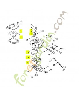 Jeu de pièces de carburateur Stihl réf. 1121-007-1063