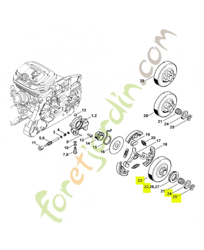 Jeu de pignon à anneau 3/8" 7D Stihl réf. 1128-007-1017