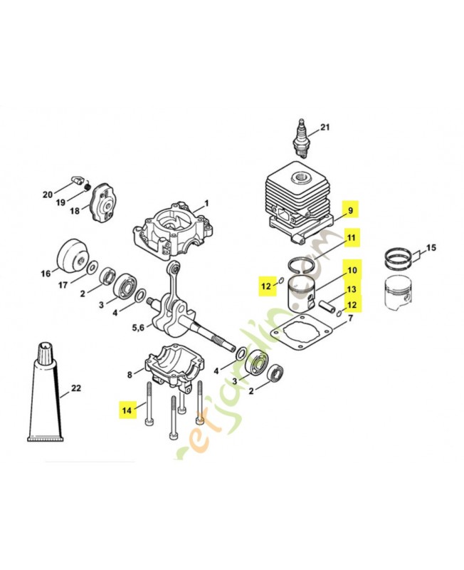 Cylindre av piston d 34mm stihl réf : 4140-020-1204