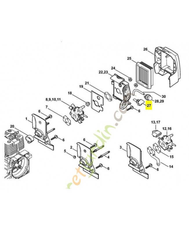 Bouton du starter Stihl ref. 4128-182-9500