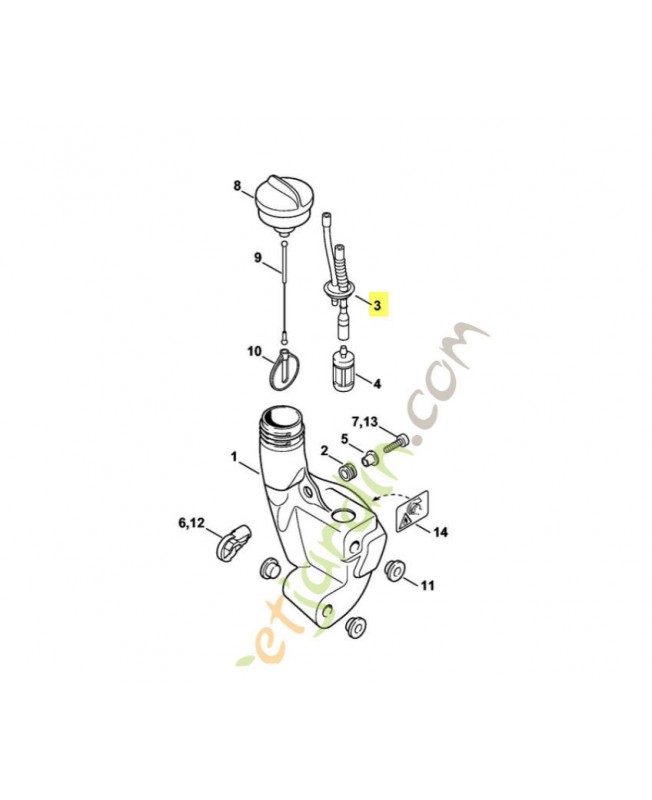 Tuyau essence 4140-358-7702. Pièce de rechange Sithl / Vicking