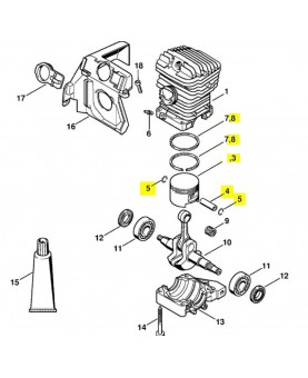 Repères 3 à 5 et 8 Piston