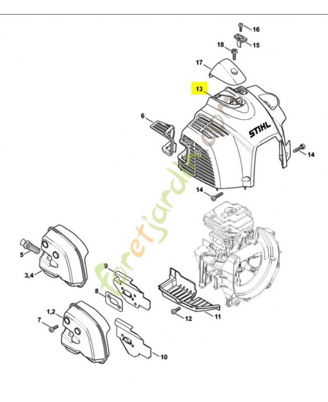 Capot moteur Stihl ref. 4147-080-1600