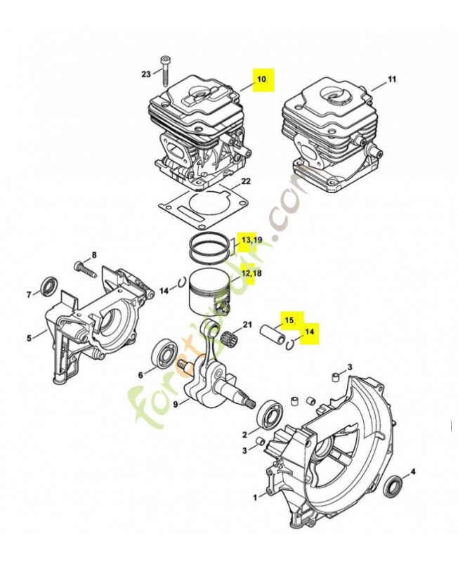 Cylindre avec piston stihl ref. 4147-020-1206