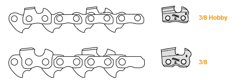 Pas de chaine de tronçonneuse 3/8 et 3/8 Hobby